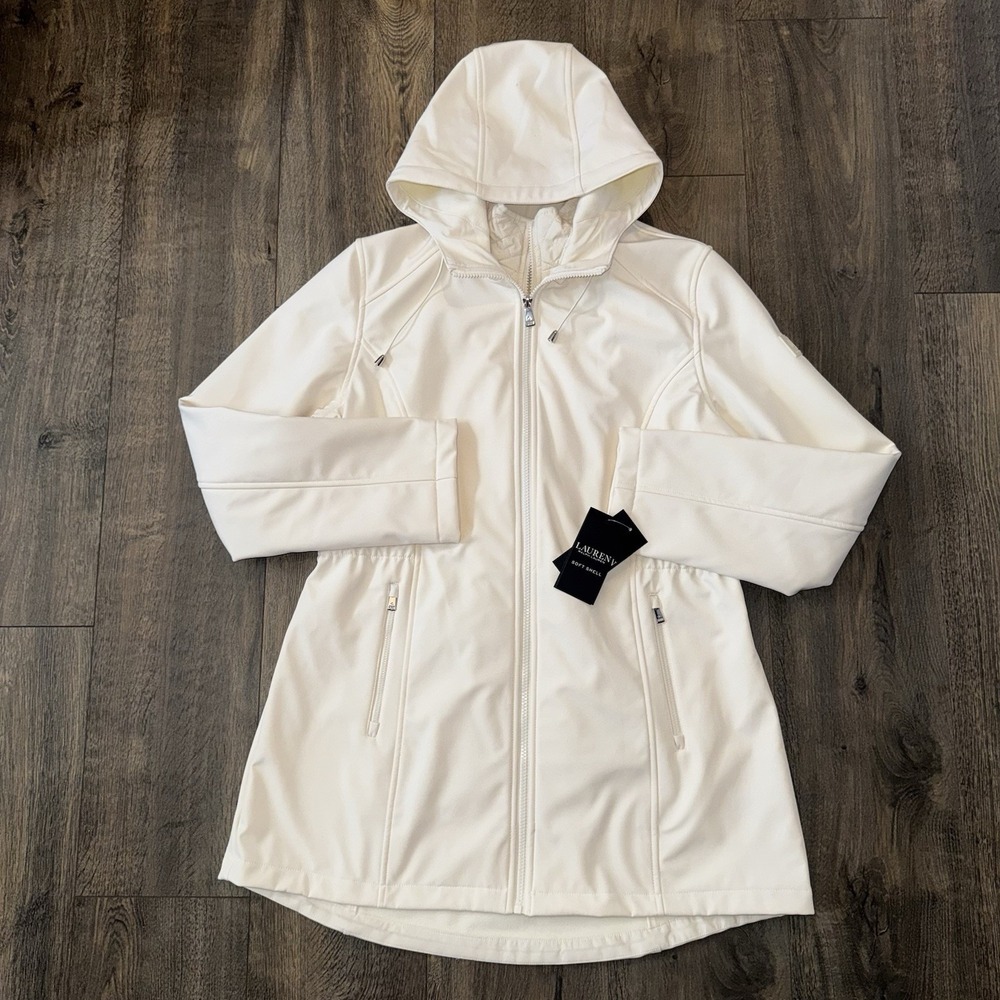 Lauren Ralph Lauren Black Label Women L Hooded SoftShell Jacket Zip Quilted Coat